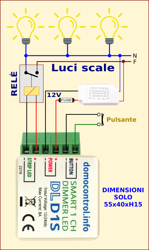 DLD1S - Schema luce scala condominio con timer evoluto DLD1S - Schema luce scala condominio con timer evoluto