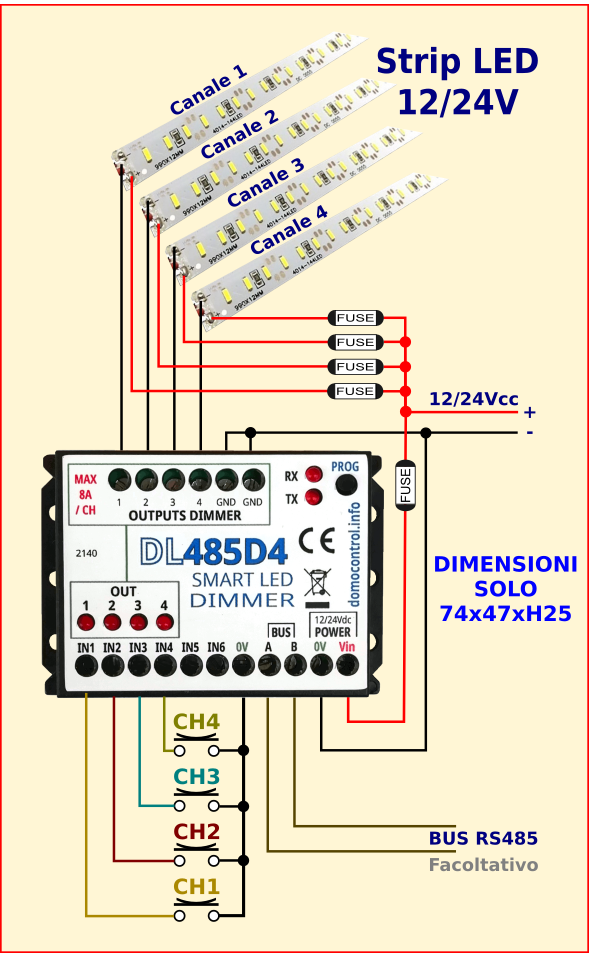 Dimmer LED - Schema di collegamento Schema collegamento Dimmer LED