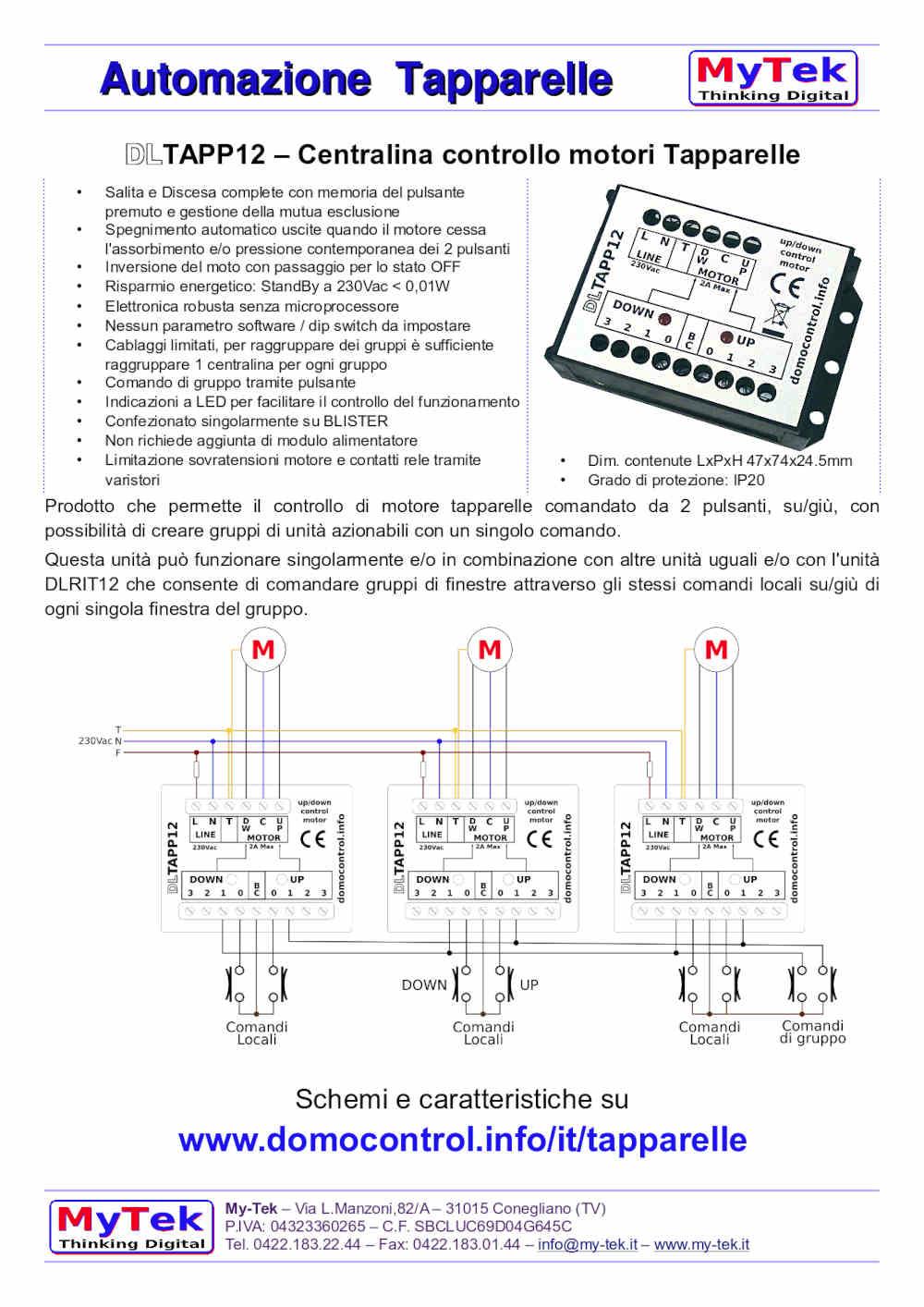 Centralina controllo motori tapparelle