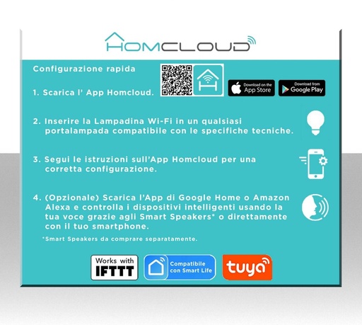 Lampadina LED Wi-Fi 11w 1050 lumen  E27  RGB e CCT dimmerabile