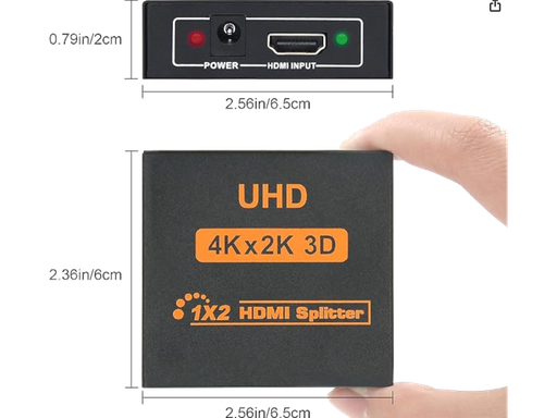 Vista e dimensioni Splitter HDMI 2 uscite - 4K 60Hz YUV 4:4:4 - HDCP 1.4