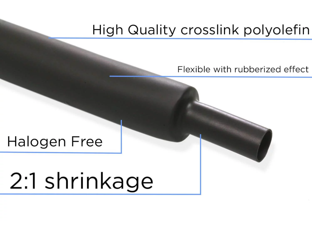 Guaina termorestringente diam. 10mm, restringimento 2:1, colore nero