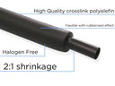 Guaina termorestringente diam. 10mm, restringimento 2:1, colore nero