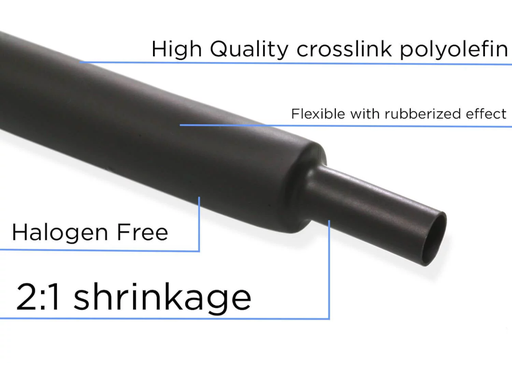 Guaina termorestringente diam. 12mm, restringimento 2:1, colore nero