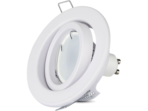 Portafaretto LED da Incasso Rotondo GU10 e GU5.3 (MR16) Colore Bianco Orientabile - Foro 74mm