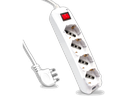 Multipresa con 4 Prese 10/16A 2P+T Bipasso/Schuko 45° e Interruttore Generale Luminoso e Cavo 1,5m Spina 16A 2P+T Colore Bianco