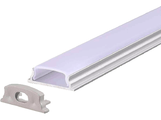 Profilo in Alluminio Flessibile Colore Bianco per Strip LED Copertura Satinata 2000 x 18 x 6mm