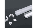 Profilo in Alluminio Angolare Colore Silver per Strip LED (Max l: 10,5mm) Copertura Satinata 2000 x 15,8 x 15,8mm