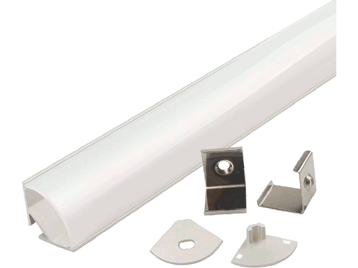 Profilo in Alluminio Angolare Colore Silver per Strip LED (Max l: 10,5mm) Copertura Satinata 2000 x 15,8 x 15,8mm