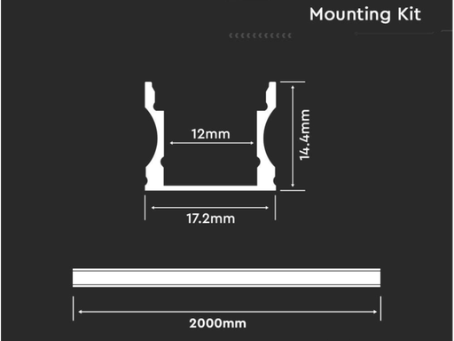 Profilo in Alluminio per Strip LED Colore Silver Copertura Satinata SKU-3354