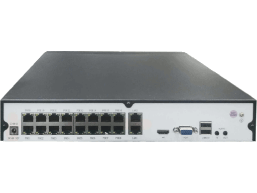 Foto retro NVR 16 ingressi POE H265 8MPX 4K POE - 6 funzioni di analisi intelligente