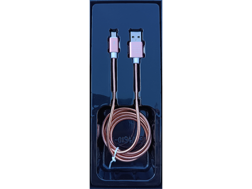 Cavo per Smartphone Android USB - MICRO USB colore ORO in metallo che non si attorcilia - Lunghezza 1 metro - Alta corrente e ricarica rapida