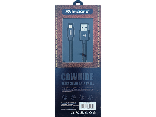 Cavo dati USB - MICRO USB (Android) - Lunghezza 1 metro - Colore Nero - Finto cuoio