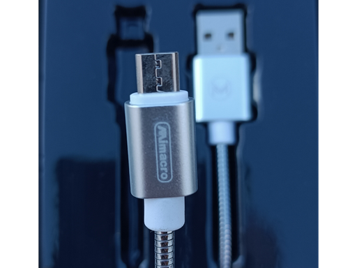 Cavo per Smartphone Android USB - MICRO USB colore ORO in metallo che non si attorcilia - Lunghezza 1 metro - Alta corrente e ricarica rapida