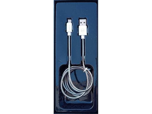 Cavo per Smartphone Android USB - MICRO USB colore Argento in metallo che non si attorcilia - Lunghezza 1 metro - Alta corrente e ricarica rapida