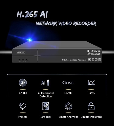 NVR 4 ingressi POE H265 8MP 4K POE 6 funzioni di analisi intelligente