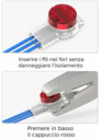 Crimpatura Connettore di giunzione Rapido per 3 cavi con diametro 0.4 - 0.9mm - Ideale per cavo Cat.5e / Cat.6 / Cat.7