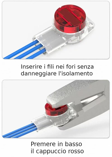 Crimpatura Connettore di giunzione Rapido per 3 cavi con diametro 0.4 - 0.9mm - Ideale per cavo Cat.5e / Cat.6 / Cat.7