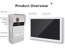 Caratteristiche Kit Videocitofono 2 FILI completo di Monitor 10" IPS Touch bianco + Unità esterna con 1 tasto con lettore RFID compatibile TUYA
