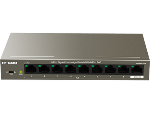 Foto Switch 9 porte Gigabit di cui 8 porte POE IP-COM
