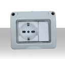 Contenitore Stagno completo a 3 moduli inclusi presa e interruttore 16A IP55