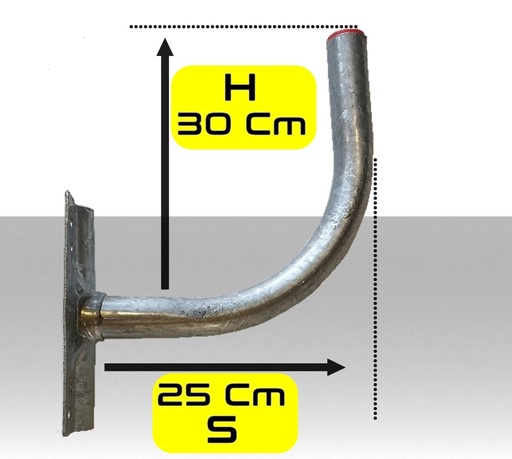Staffa Supporto parabola a muro o palo diametro tubo 40 mm a 90° cm 25