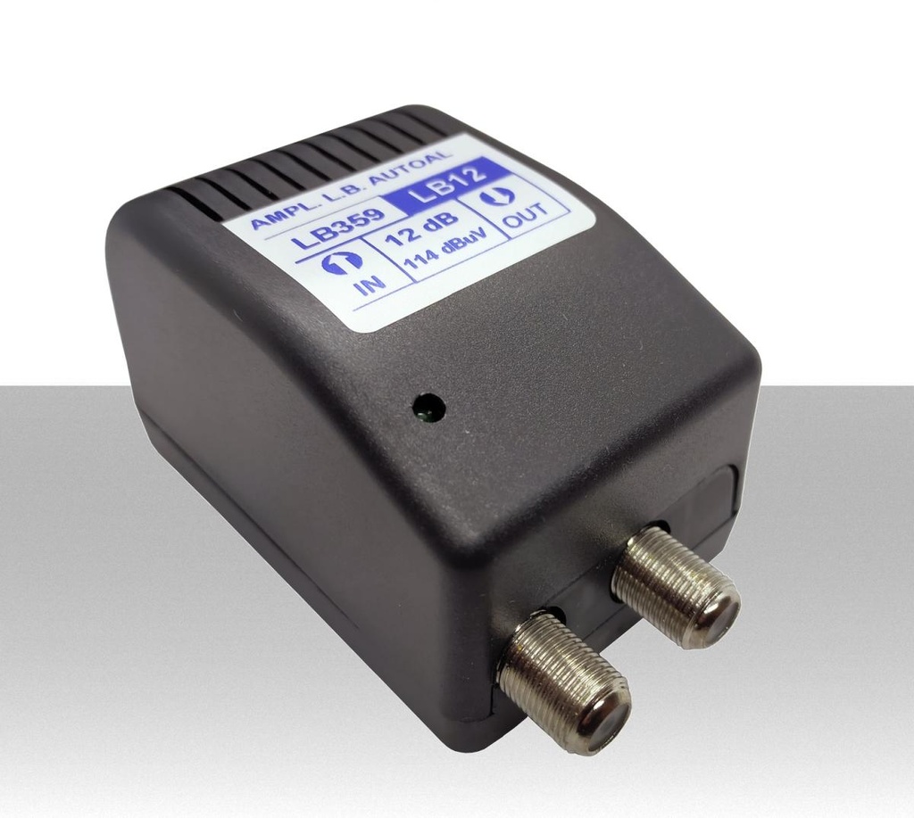 Amplificatore di linea antenna tv 12dB da interno autoalimentato larga banda