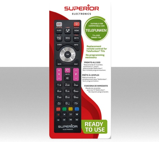 Telecomando TV Telefunken universale pronto all'uso con funzioni per TV Smart 