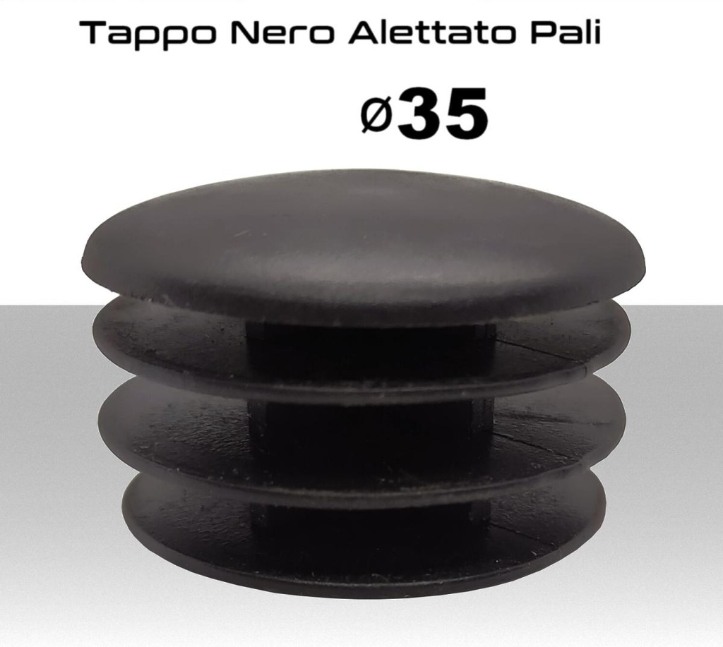 Tappo Nero Alettato in Polietilene per Pali antenna Ø35