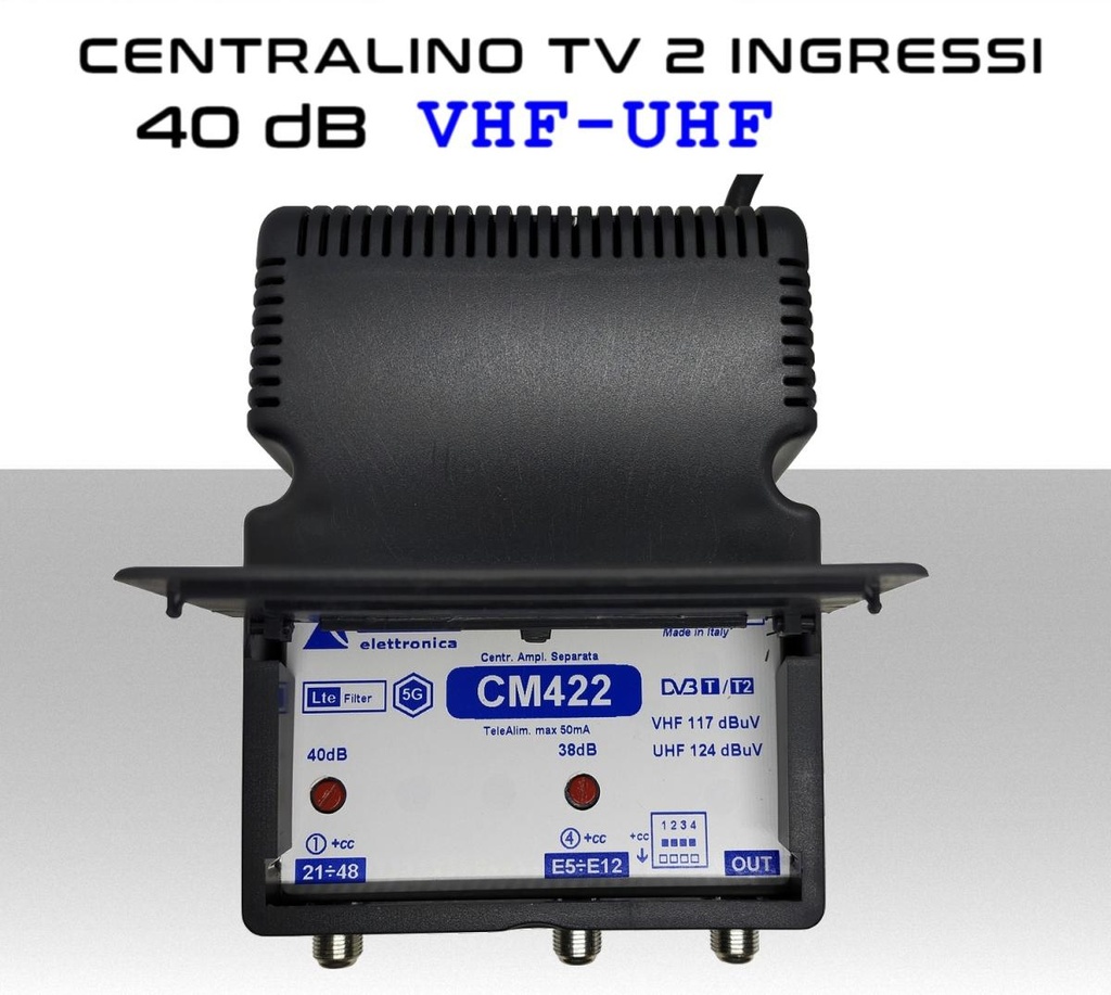 Centralino antenna TV da interno 2 ingressi BIII-UHF 40dB serie Elar CM422