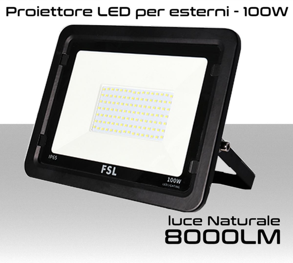 Faretto LED per esterno 100W Luce bianca naturale 4000K IP65 8000 Lumen FSL
