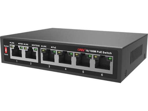 Switch ethernet 6 porte 10/100 di cui 4 POE - ONV
