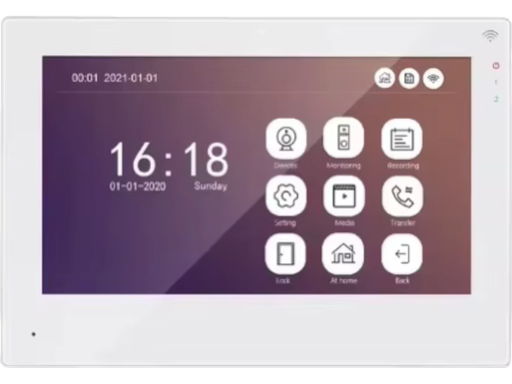 Monitor videocitofono 2 FILI 7" BIANCO IPS Touch