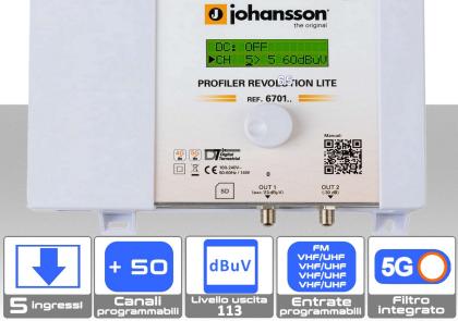 Centralina TV programmabile a Filtri 5 ingressi VHF-UHF 65dB Johansson 6701