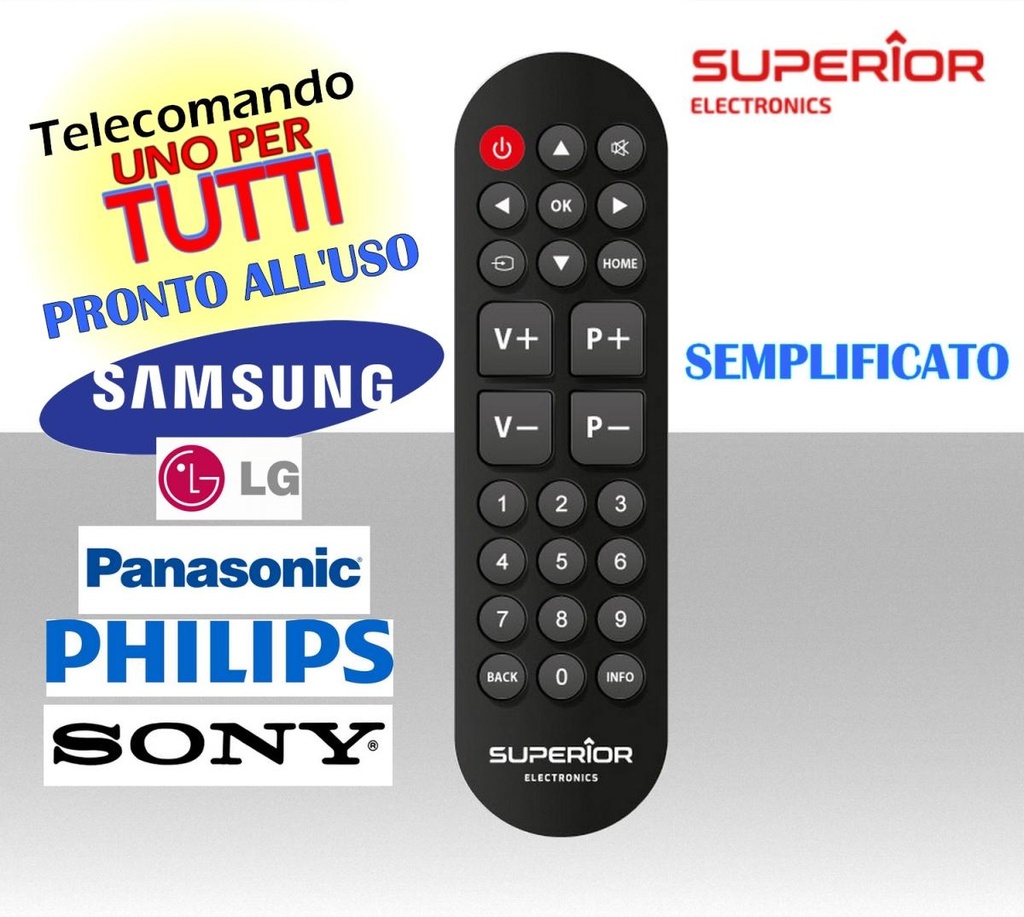 Telecomando TV universale per  LG Samsung Sony Philips e Panasonic  semplice pulsanti ampi e comodi