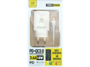Alimentatore Super Flash Charger KIT 3.6A Type-C + USB + cavetto TYPE-C