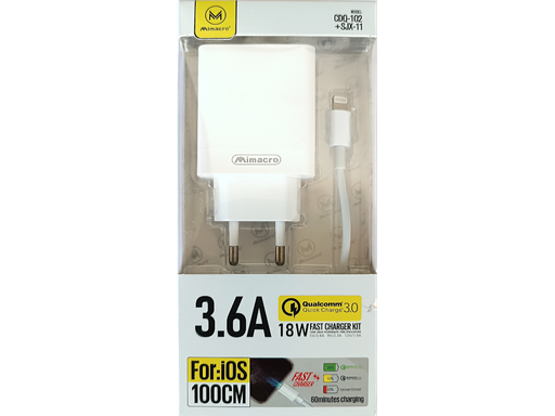Alimentatore Super Flash Charger 3.6A USB + Cavetto per IOS
