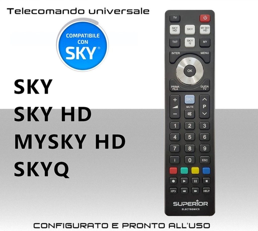 Telecomando SKY universale per tutti i decoder Sky pronto all'uso 