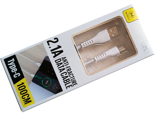 Cavetto dati USB - TYPE-C - Lunghezza 1 metro - Colore Bianco - Alta corrente 2.1A