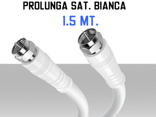 Cavo Antenna Satellitare da 1,5 metri bianca - Prolunga F maschio / F maschio