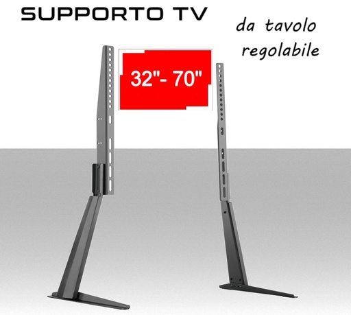Supporto TV da tavolo inclinabile in alluminio universale per TV piatte LED da 32" a 70" pollici vesa compatibile