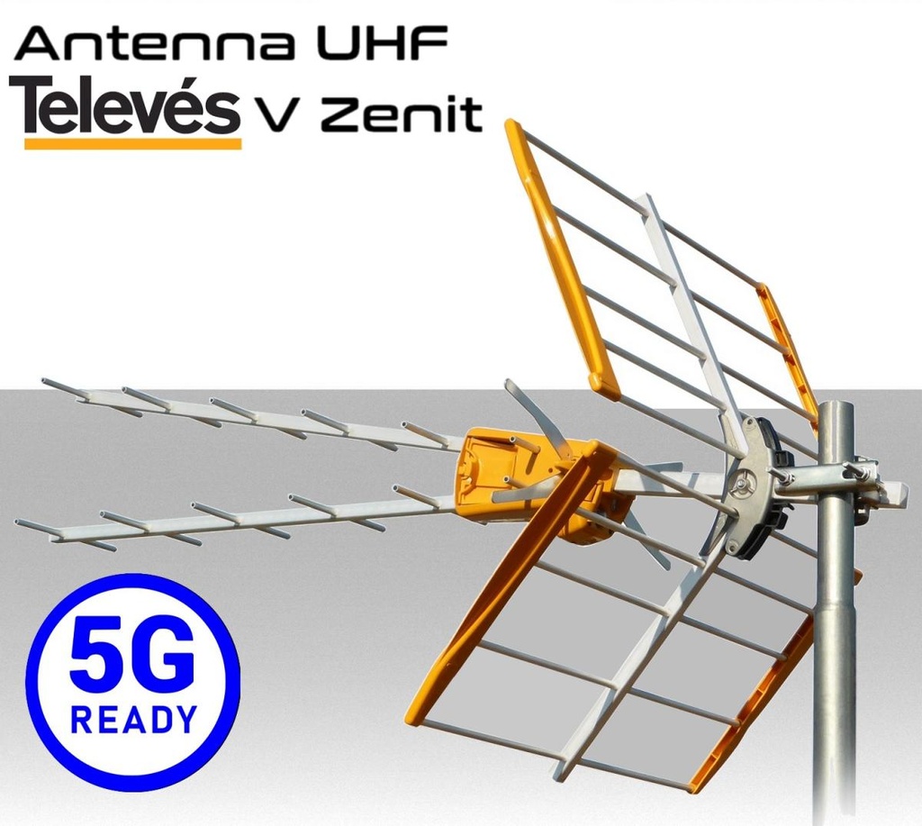 Antenna UHF Televes Zenit 5G Ready alluminio con connettore F filtro LTE700 5G VZENIT canali 21-48