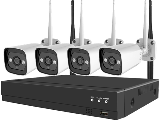KIT 4 telecamere WiFi / IP BULLET in metallo 3MP 3.6mm e audio a 2 vie + NVR WiFi con riconoscimento umano