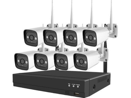 KIT NVR + 8 telecamere BULLET in metallo WiFi 3MP 3.6mm con riconoscimento umano e audio a 2 vie
