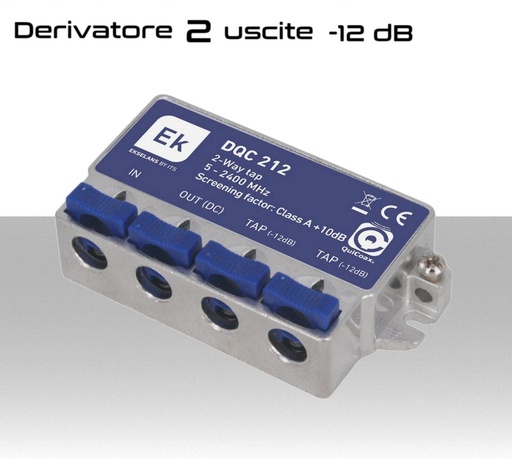 Derivatore Antenna a Innesto Rapido -12dB: 2 Uscite, Schermato, Ekselans