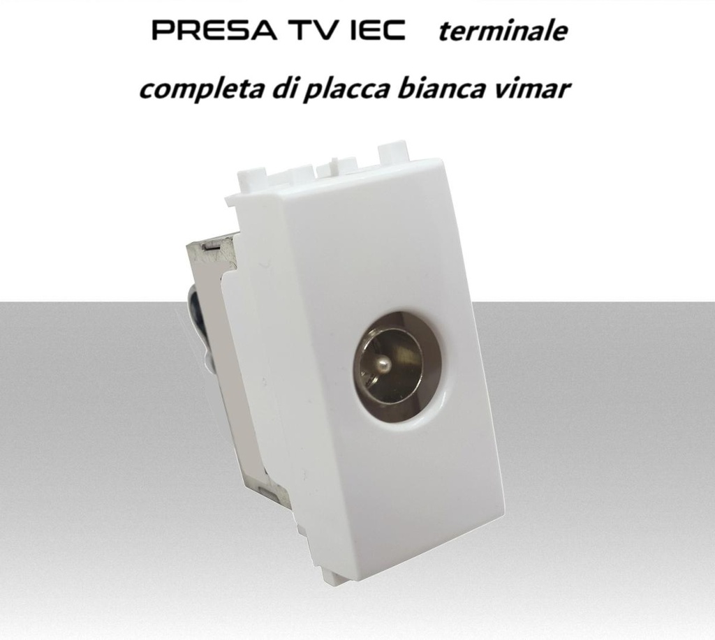 Presa TV terminale con connettore IEC completa di copri frutto bianco serie VIMAR Plana