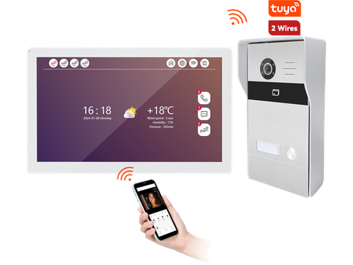Kit Videocitofono 2 Fili Smart con Monitor 10" Touch, RFID e App Tuya