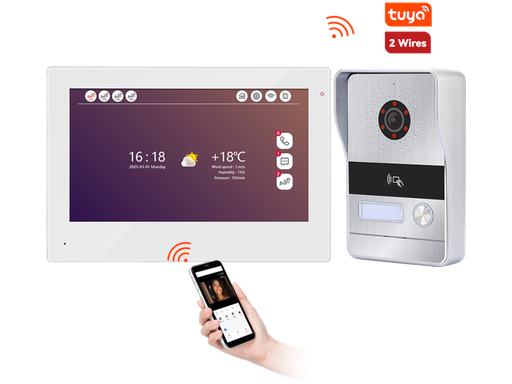 Kit Videocitofono 2 Fili Completo con Monitor 7" IPS Touch e Unità Esterna - Compatibile TUYA