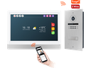 Kit Videocitofono 2 FILI completo di Monitor 7" IPS Touch bianco + Unità esterna ad incasso con 1 tasto compatibile TUYA