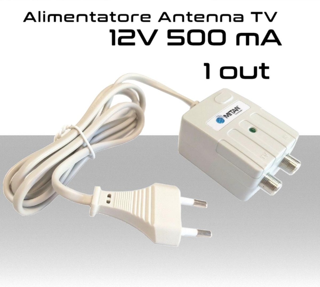 Alimentatore antenna TV da 500mA 12V tipo switching ad 1 uscita